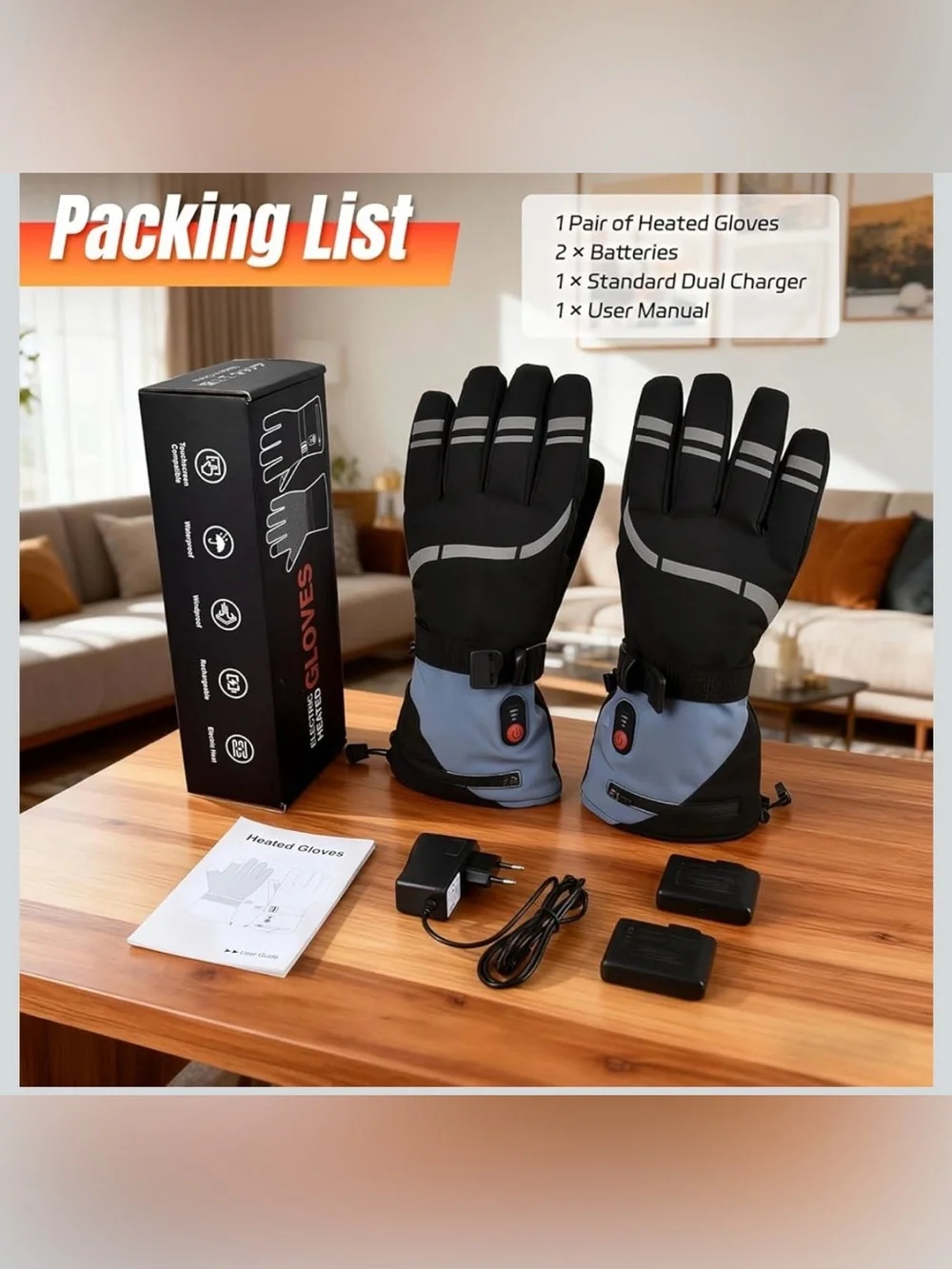 Heated Gloves, 3 Heating Levels Heated Work Gloves With Touchscreen L 1080/bb6-2